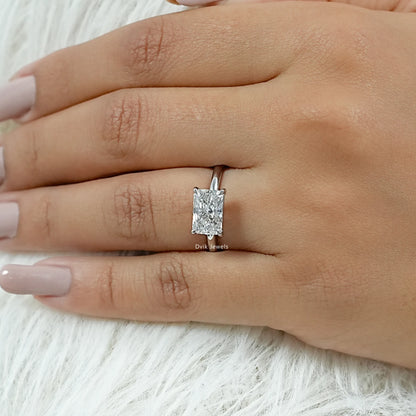 East West Radiant Cut Solitaire Engagement Ring Ring