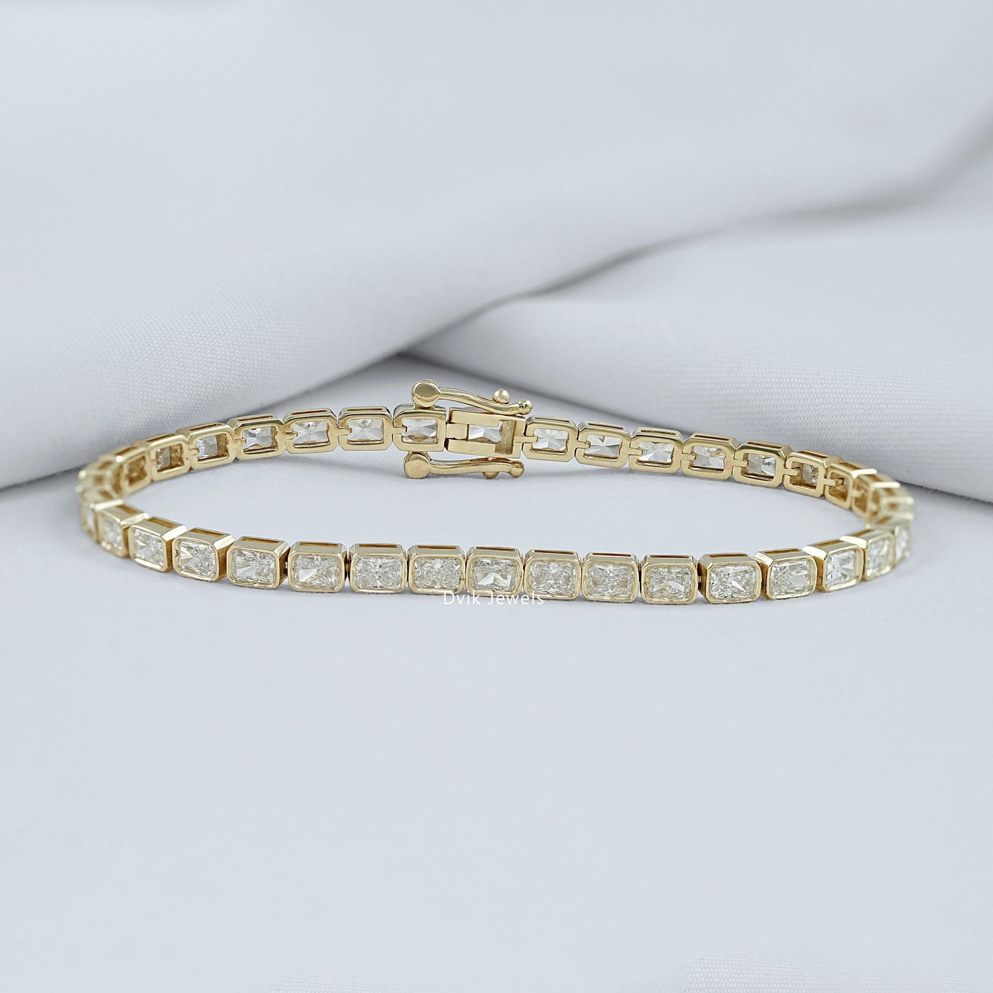 Bezel Set Radiant Cut Lab Diamond Tennis Bracelet Bracelet