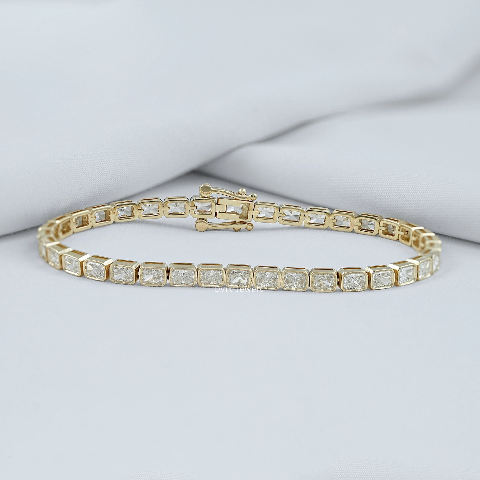 Bezel Set Radiant Cut Lab Diamond Tennis Bracelet Bracelet