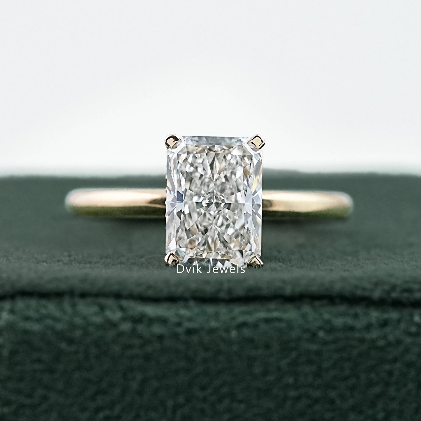 Radiant Cut Hidden Halo Lab Diamond Engagement Ring