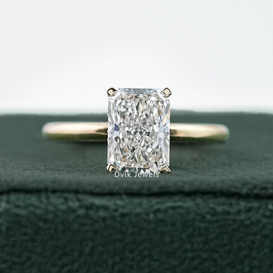 Radiant Cut Hidden Halo Lab Diamond Engagement Ring