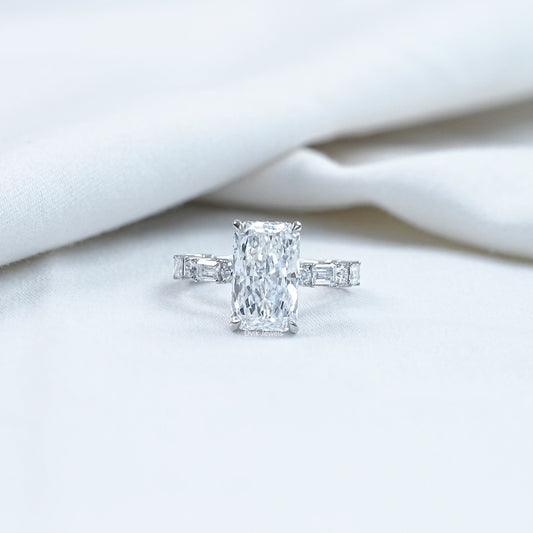 Radiant Cut Lab Diamond Accent Engagement Ring