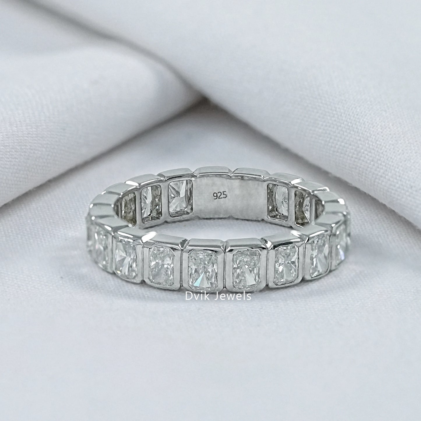 Radiant Cut Lab Diamond Bezel Set Eternity Band