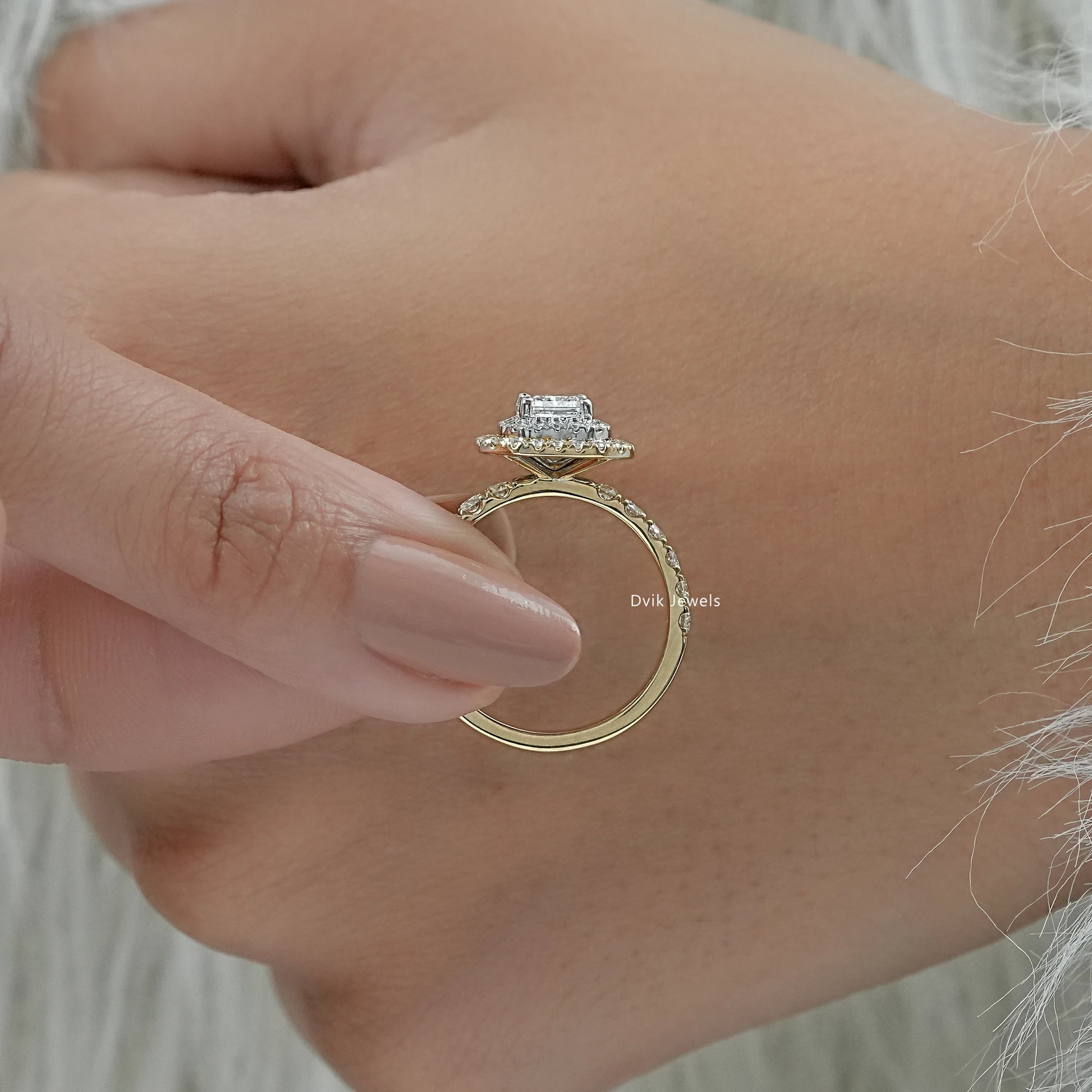 Radiant Cut Lab Diamond Double Halo Engagement Ring Ring