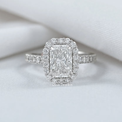 Radiant Cut Diamond Halo Engagement Ring