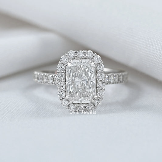 Radiant Cut Diamond Halo Engagement Ring