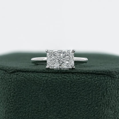 East West Radiant Cut Solitaire Engagement Ring Ring