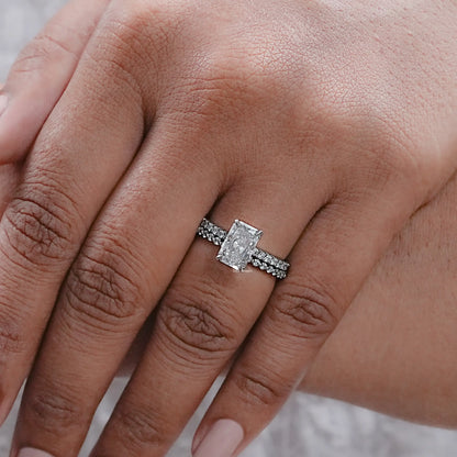Radiant Cut Lab Grown Diamond Accent Ring Set