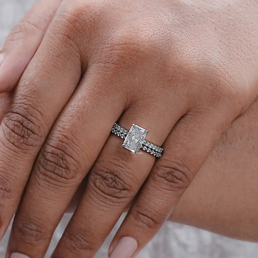 Radiant Cut Lab Grown Diamond Accent Ring Set
