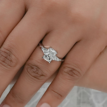 Radiant Cut Lab Grown Diamond Three Stone Ring