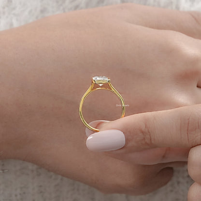 Radiant Lab Diamond Bezel Set Engagement Ring