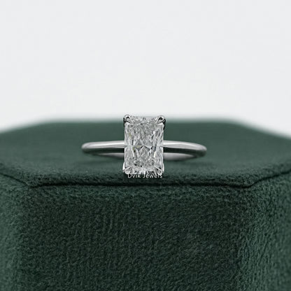 Radiant Cut Tulip Basket Hidden Halo Ring