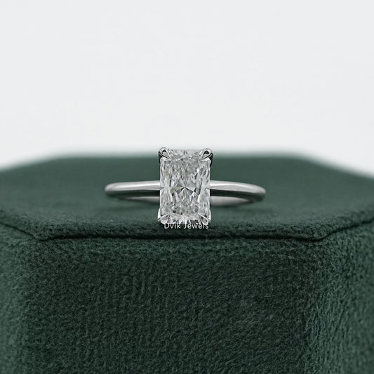 Radiant Cut Tulip Basket Hidden Halo Ring Ring