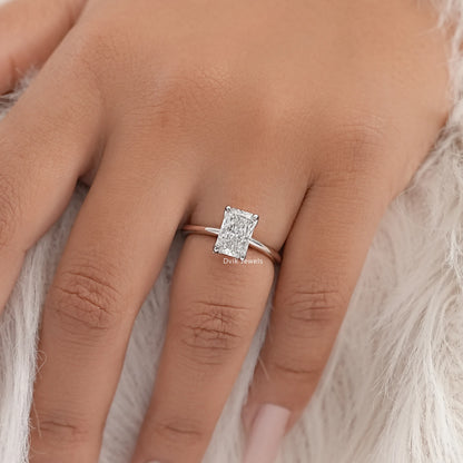 Radiant Cut Tulip Basket Hidden Halo Ring