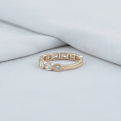 East West Radiant Cut Bezel Wedding Band