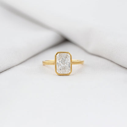 Radiant Lab Diamond Bezel Set Engagement Ring