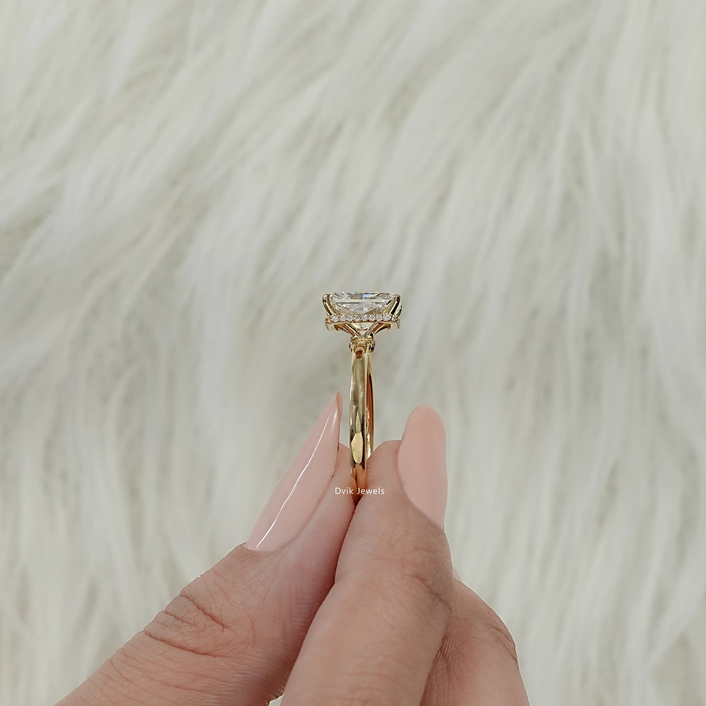 Radiant Cut Hidden Halo Lab Diamond Engagement Ring