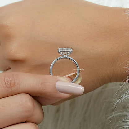 East West Radiant Cut Solitaire Engagement Ring Ring