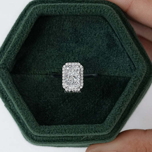 Radiant Lab Grown Halo Diamond Engagement Ring
