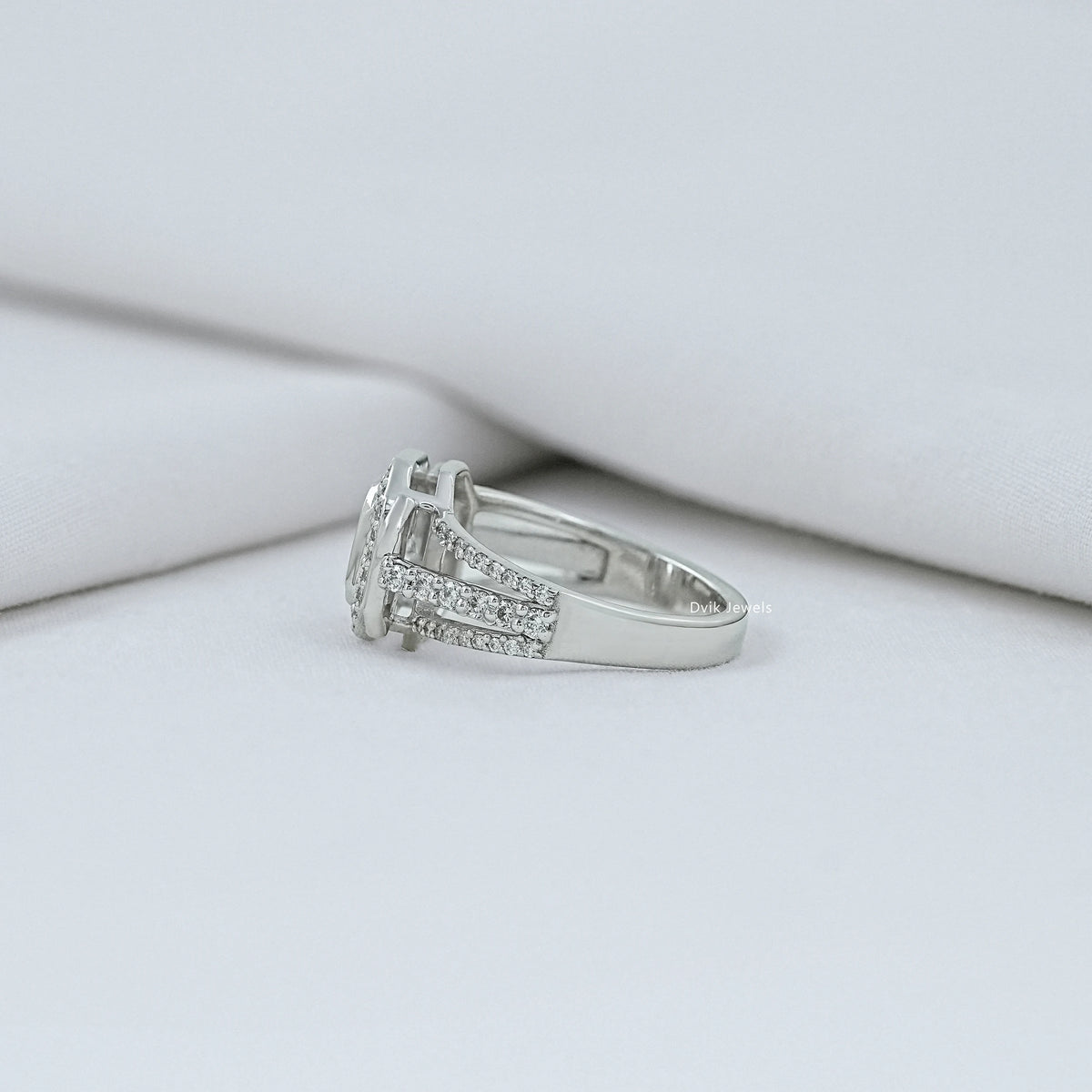 Radiant Lab Cluster Diamond Engagement Ring