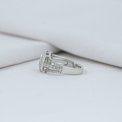 Radiant Lab Cluster Diamond Engagement Ring