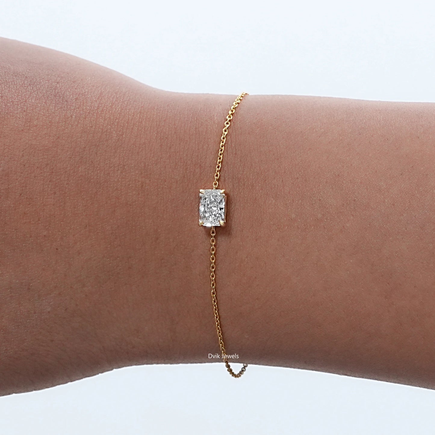 Lab Diamond Radiant Cut Solitaire Chain Bracelet