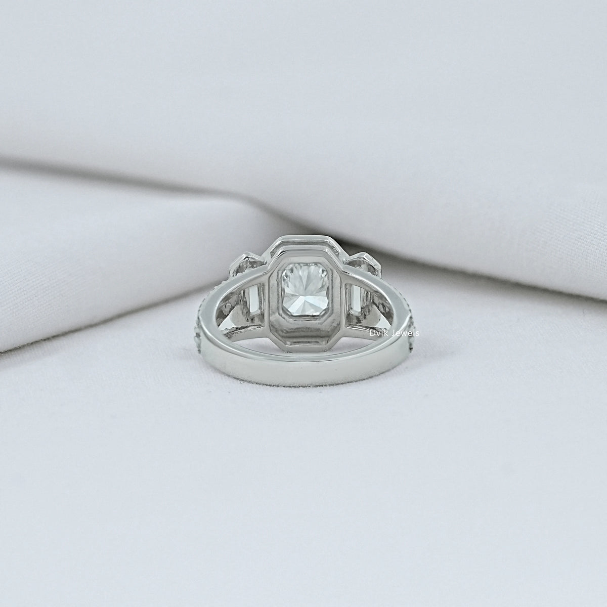 Radiant Lab Cluster Diamond Engagement Ring