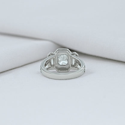 Radiant Lab Cluster Diamond Engagement Ring