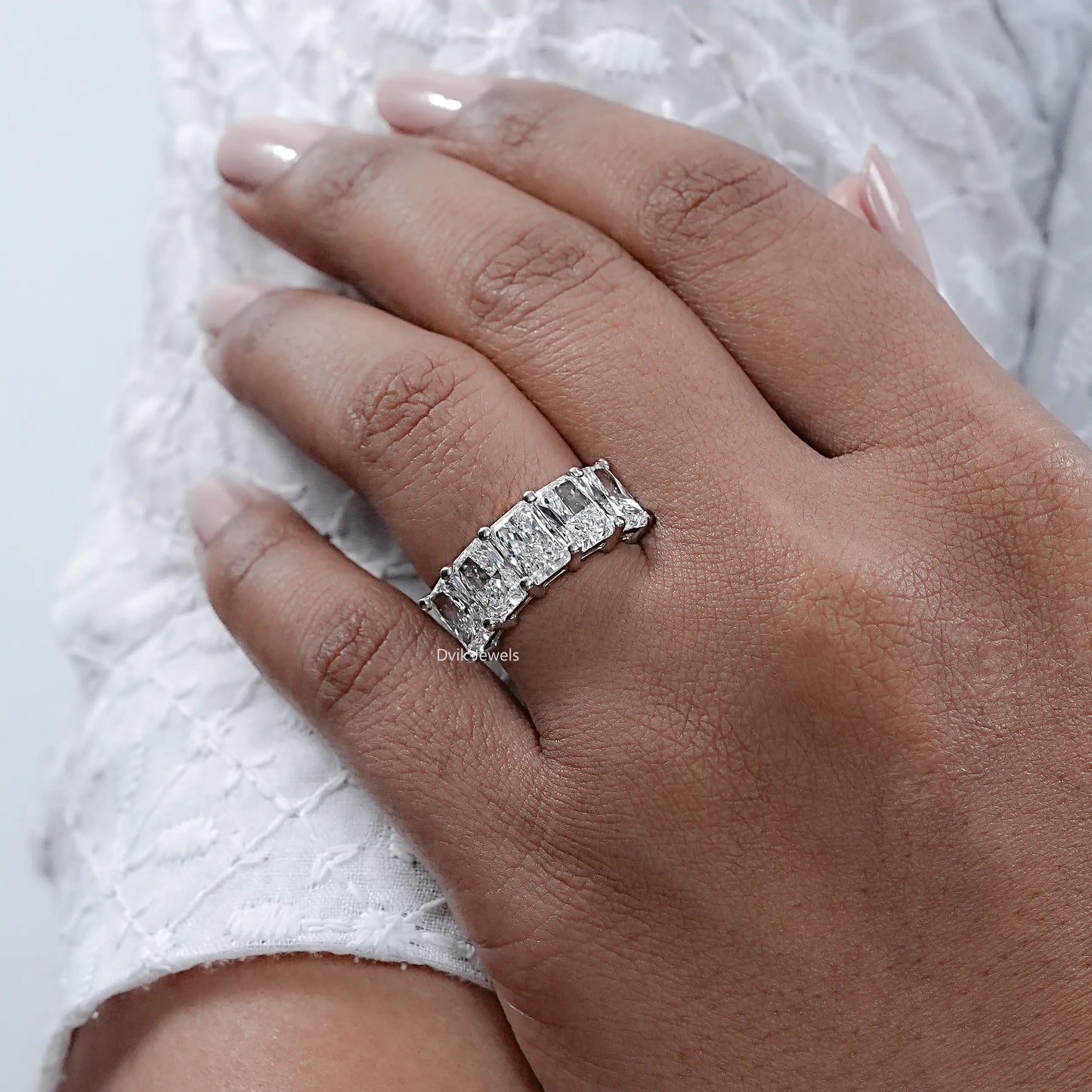Five Stone Radiant Cut Half Eternity Band