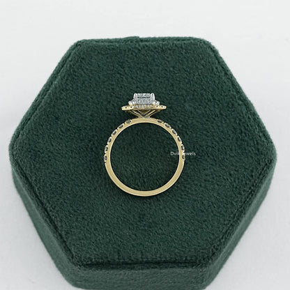Radiant Cut Lab Diamond Double Halo Engagement Ring Ring