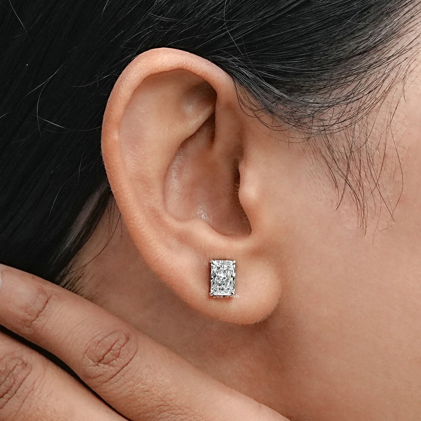 Radiant Lab Grown Diamond Stud Earring