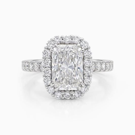 Radiant Cut Diamond Halo Engagement Ring Ring