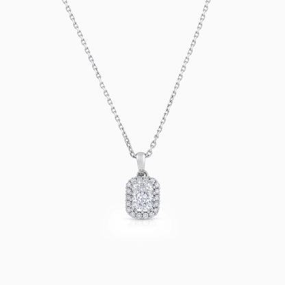 Radiant Cut Halo Diamond Pendant Necklace