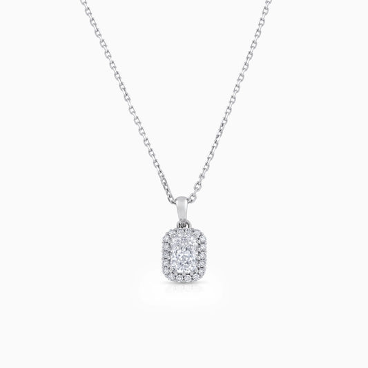 Radiant Cut Halo Diamond Pendant Necklace