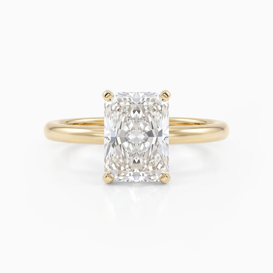 Radiant Cut Hidden Halo Lab Diamond Engagement Ring Ring
