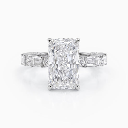 Radiant Cut Lab Diamond Accent Engagement Ring Ring