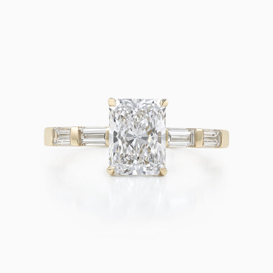 Radiant Cut Lab Diamond Accent Ring with Hidden Halo