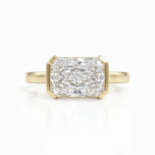 Radiant Cut Lab Diamond Bezel Set Solitaire Ring Ring