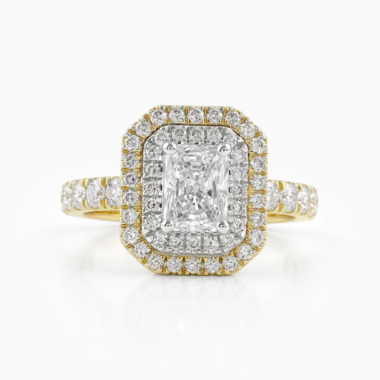 Radiant Cut Lab Diamond Double Halo Engagement Ring Ring