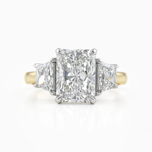 Radiant Cut Lab Diamond Trapezoid Three Stone Ring Ring