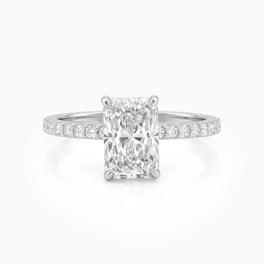 Radiant Cut Lab Grown Solitaire Accent Engagement Ring