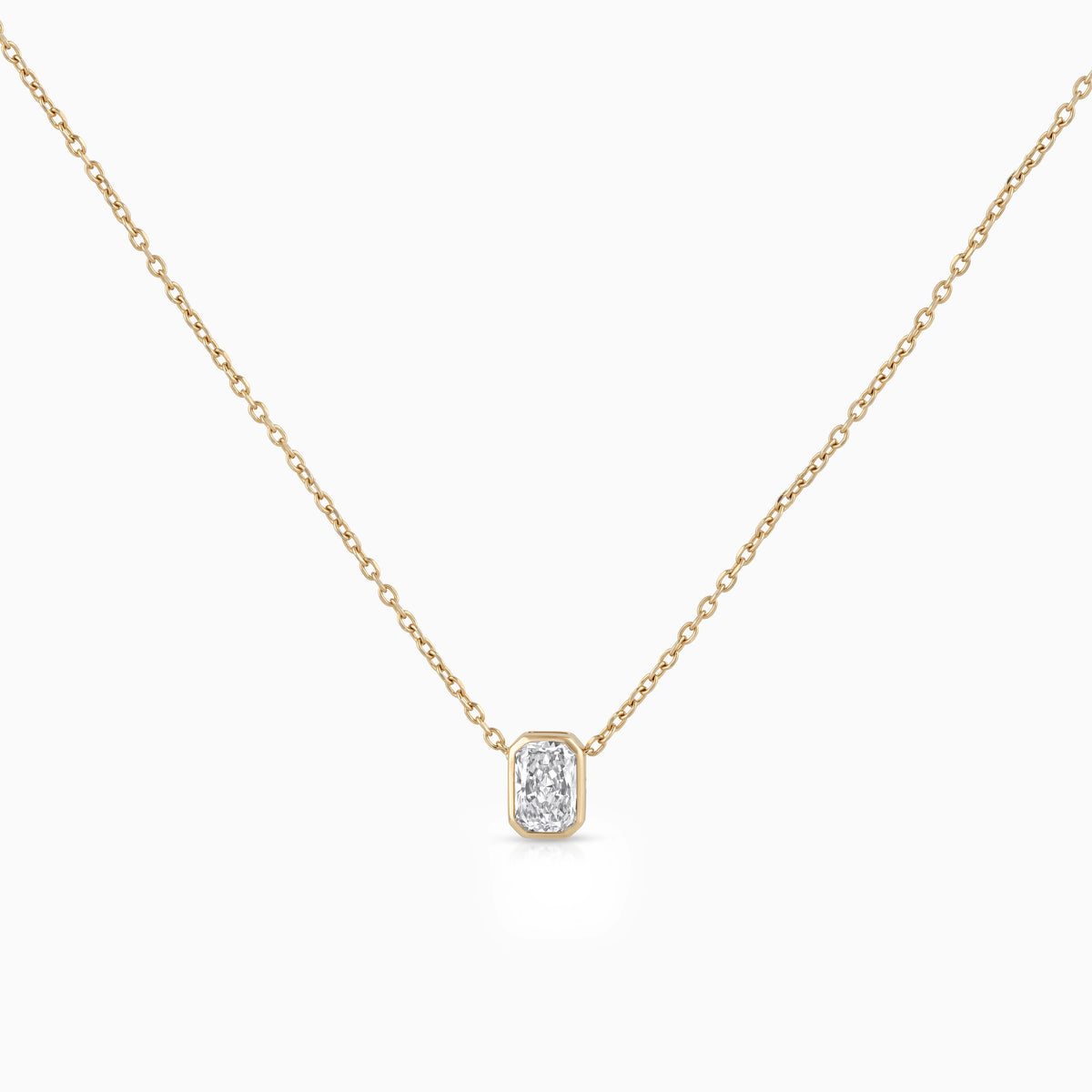 Radiant Cut Minimalist Bezel Set Pendant Necklace