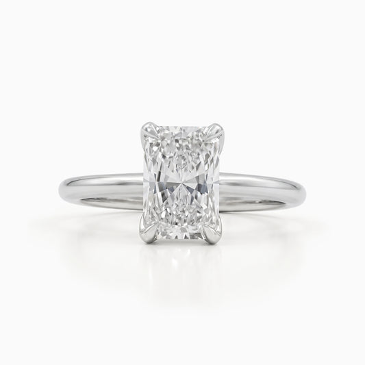 Radiant Cut Tulip Basket Hidden Halo Ring