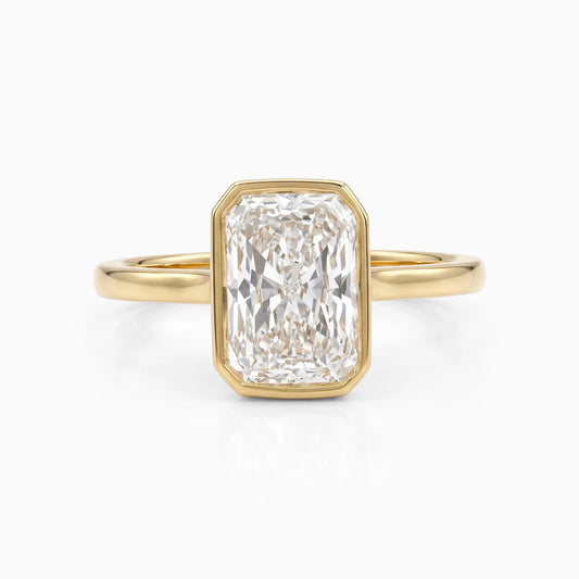 Radiant Lab Diamond Bezel Set Engagement Ring Ring