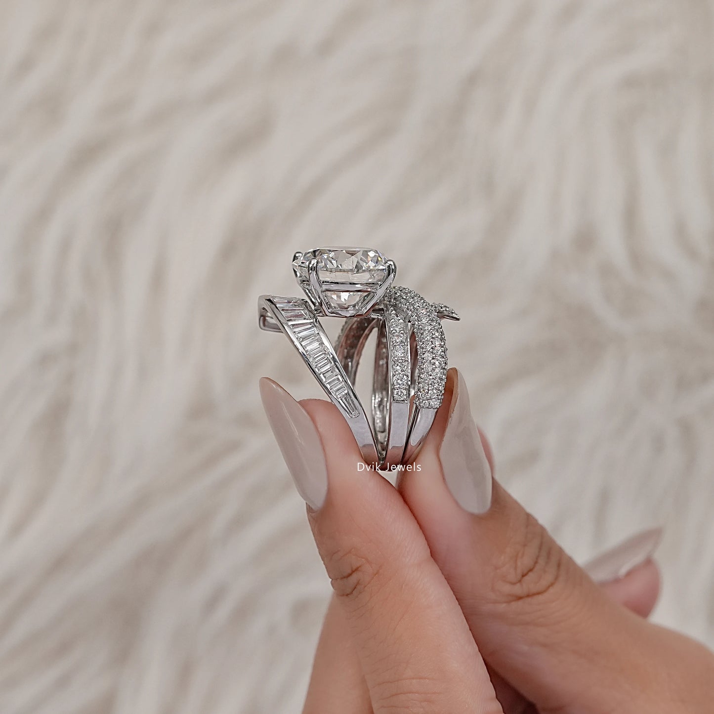 Round And Baguette Diamond Pave Cocktail Ring
