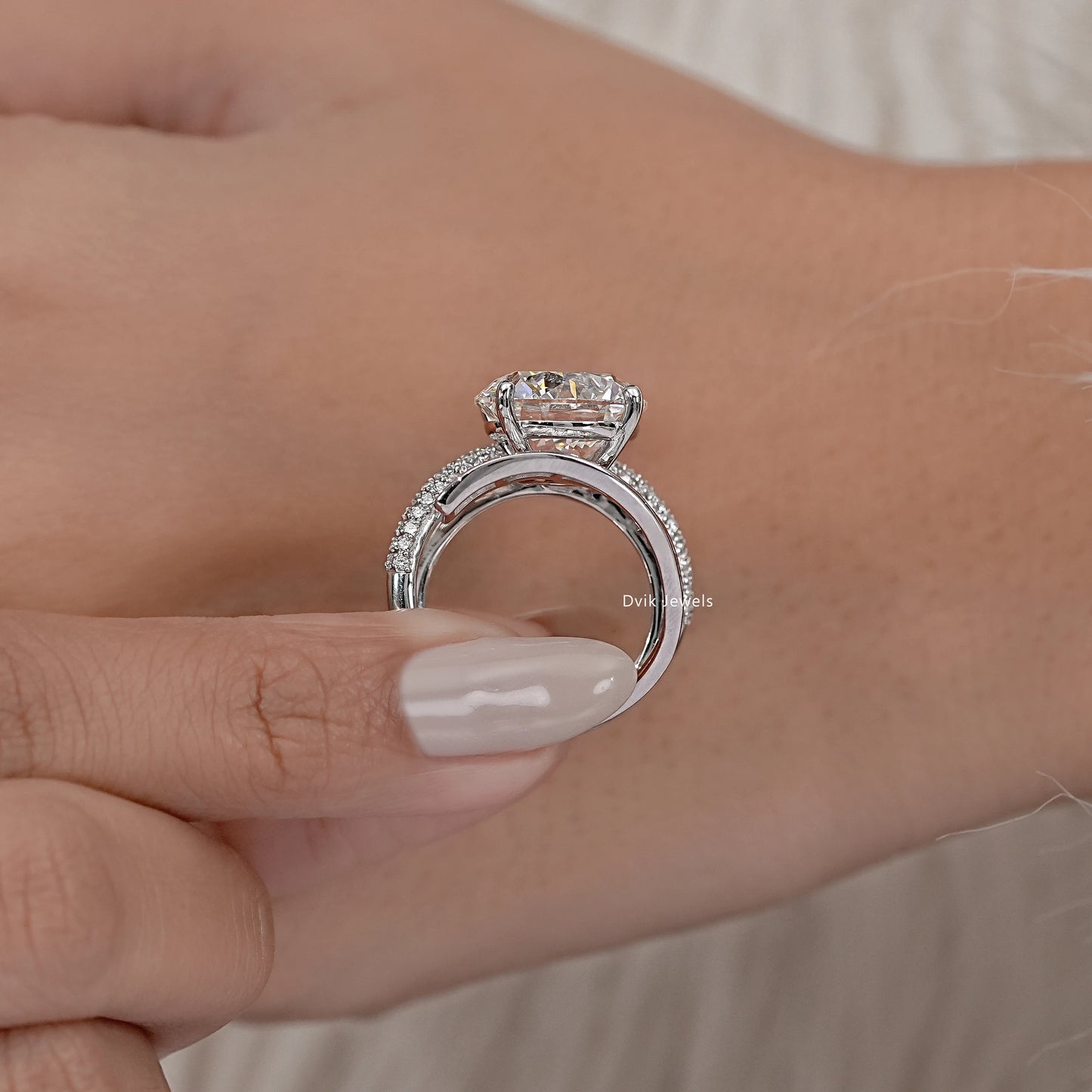 Round And Baguette Diamond Pave Cocktail Ring