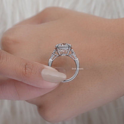 Round And Kite Cut Three Stone Engagement Ring