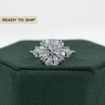 Round And Kite Cut Three Stone Engagement Ring