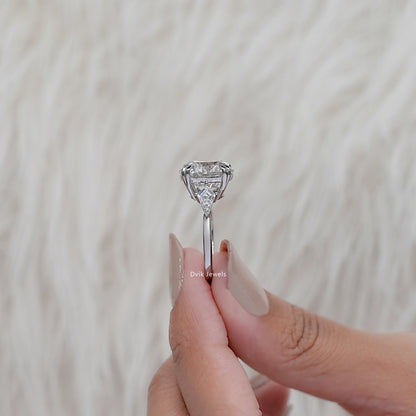 Round And Kite Cut Three Stone Engagement Ring