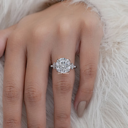 Round And Kite Cut Three Stone Engagement Ring